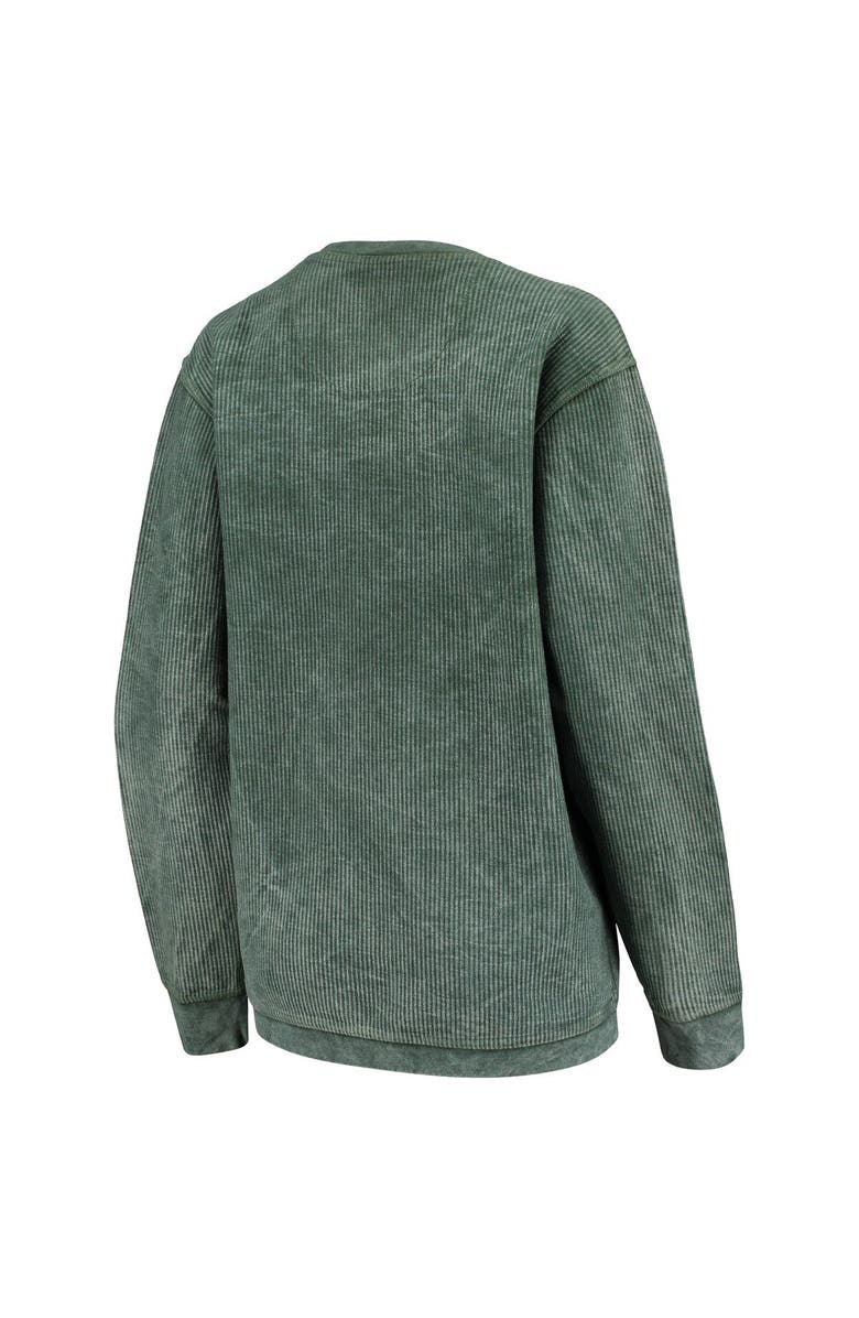 PRESSBOX Women's Pressbox Green Michigan State Spartans Comfy Cord Vintage Wash Basic Arch Pullover Sweatshirt, Alternate, color, 