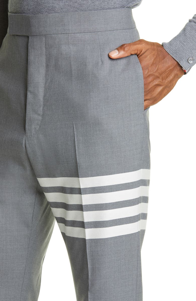 Thom Browne 4-Bar Mélange Wool Pants, Alternate, color, Med Grey