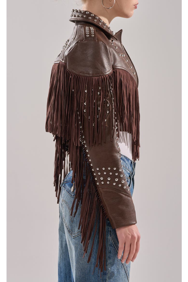 Reece Fringe Jacket, Alternate, color, BROWN