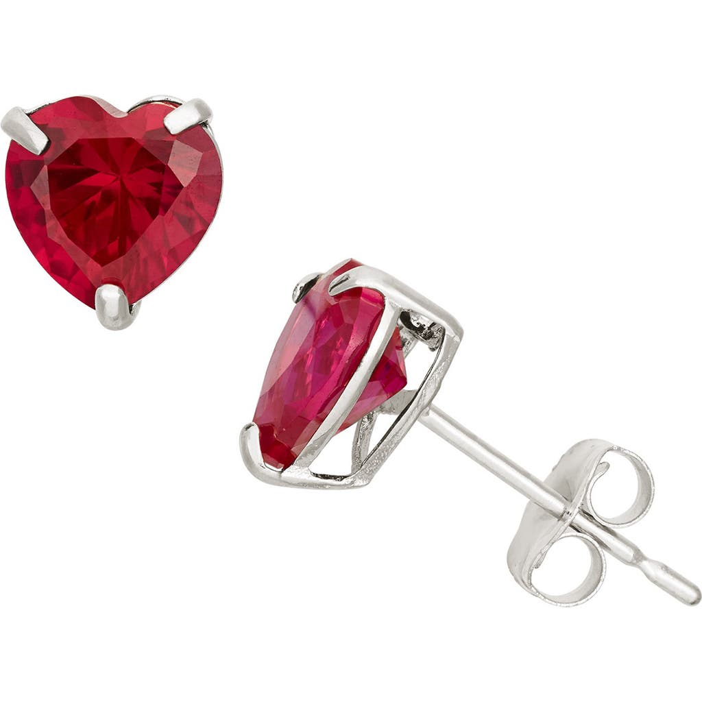Fzn 10k Gold Ruby Heart Stud Earrings