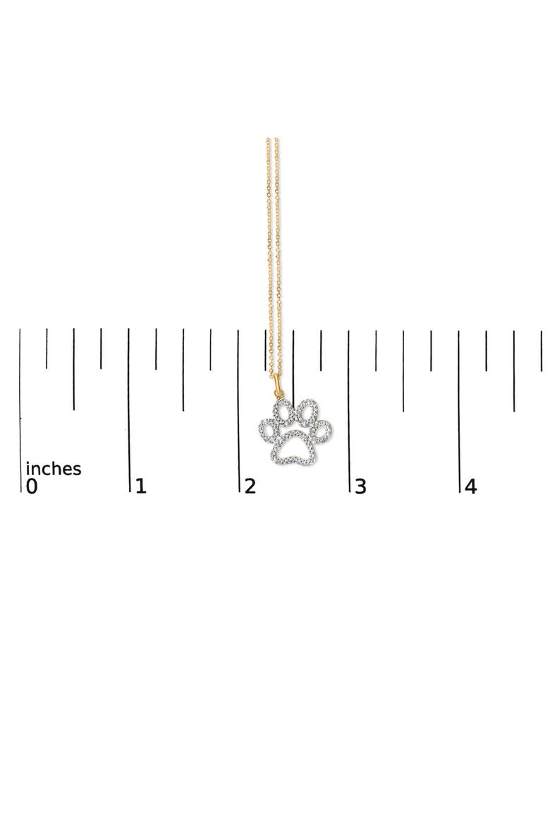 Gold Vermeil Diamond Accent Pet Paw Pendant Necklace, Alternate, color, Silver