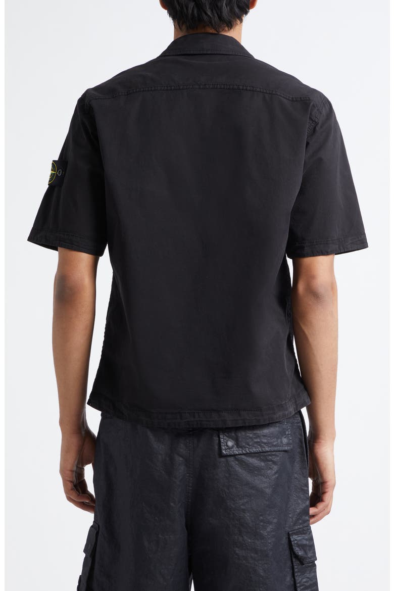Short Sleeve Stretch Cotton Button-Up Shirt, Alternate, color, BLACK