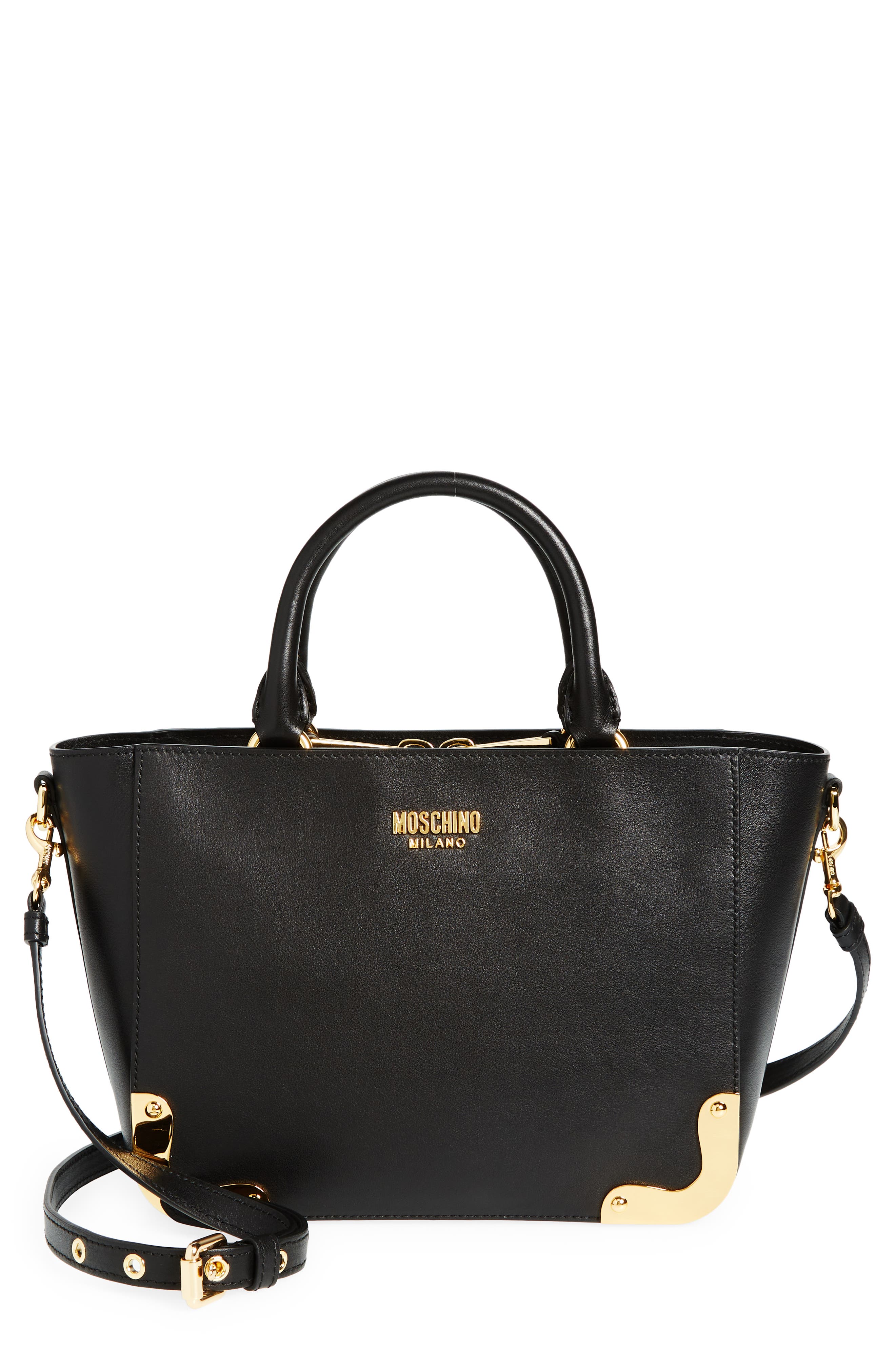 Moschino Metal Corner Tote, Main, color, 