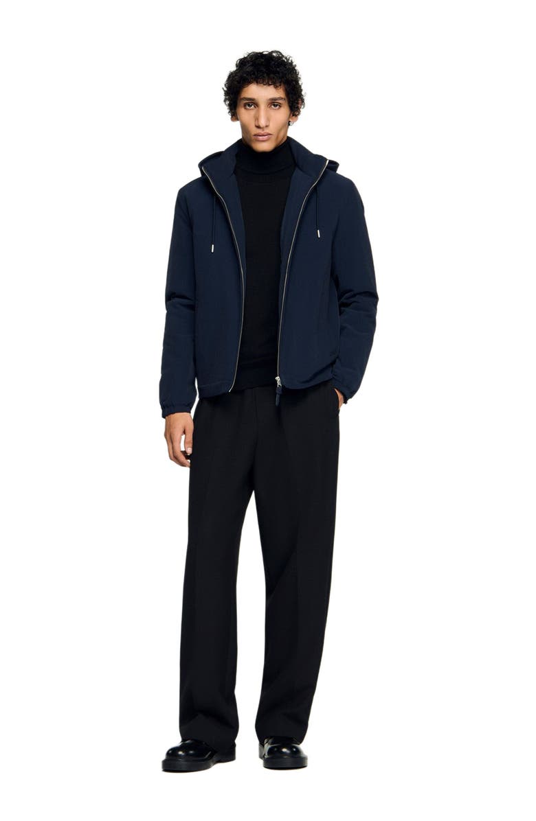SANDRO Hooded zip-up jacket, Alternate, color, Midnight Blue