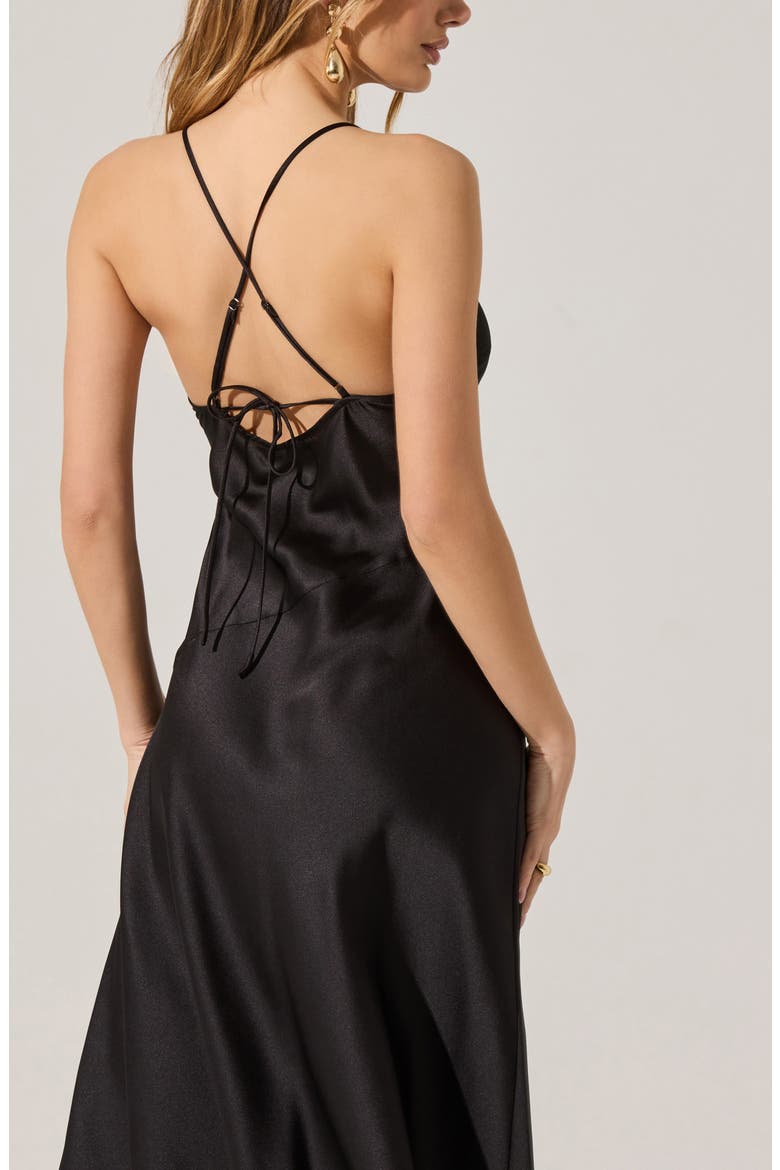 Cowl Neck Slipdress, Alternate, color, BLACK