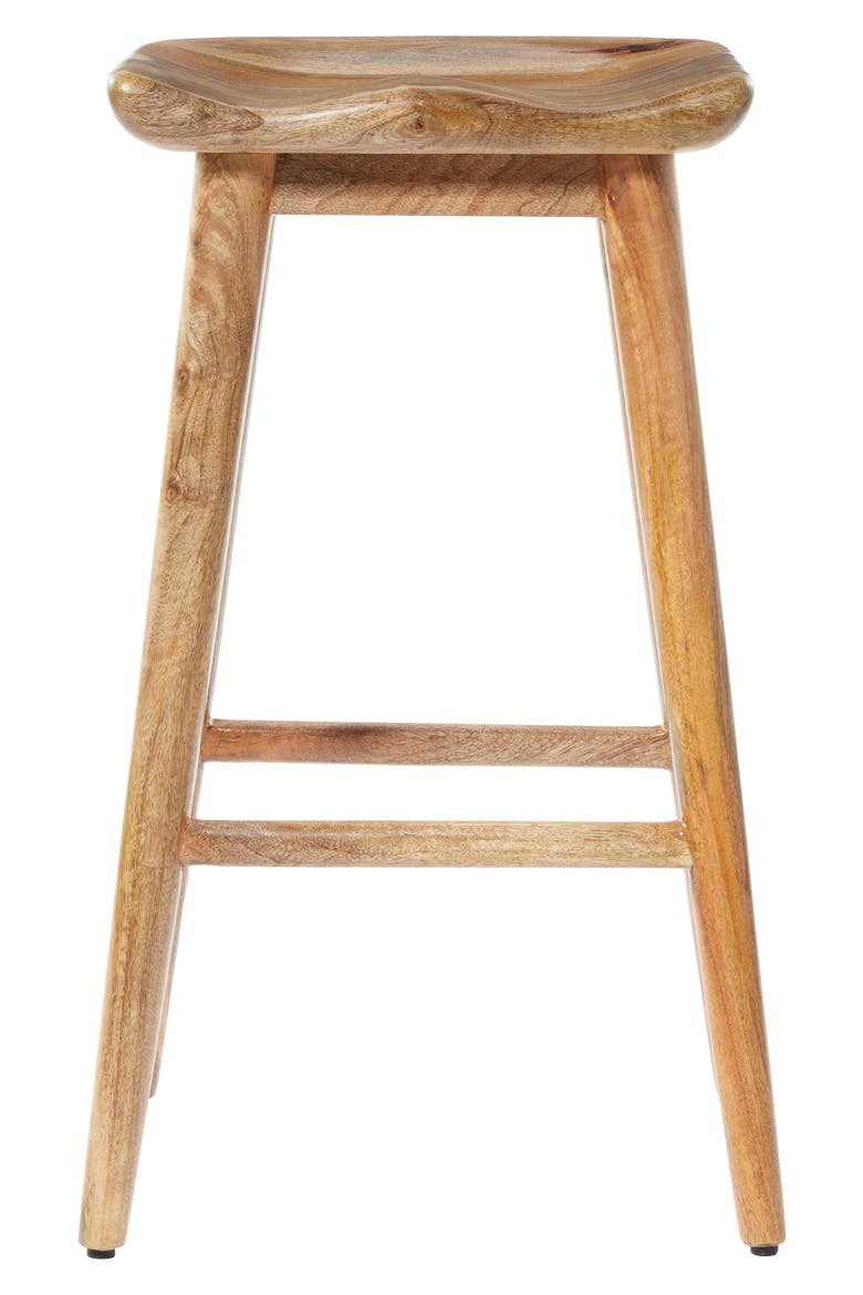 Brown Wood Bar Stool with Footrest, Alternate, color, BROWN