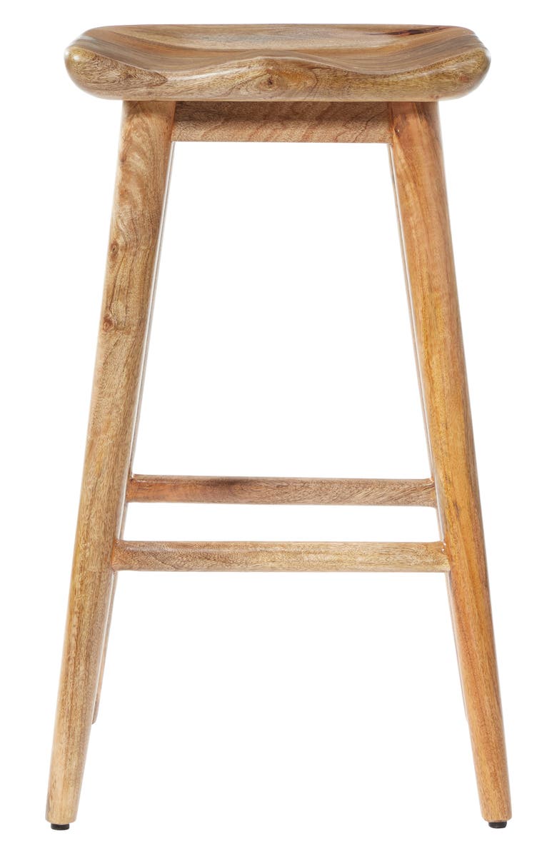 GINGER BIRCH STUDIO Brown Wood Bar Stool with Footrest, Alternate, color,