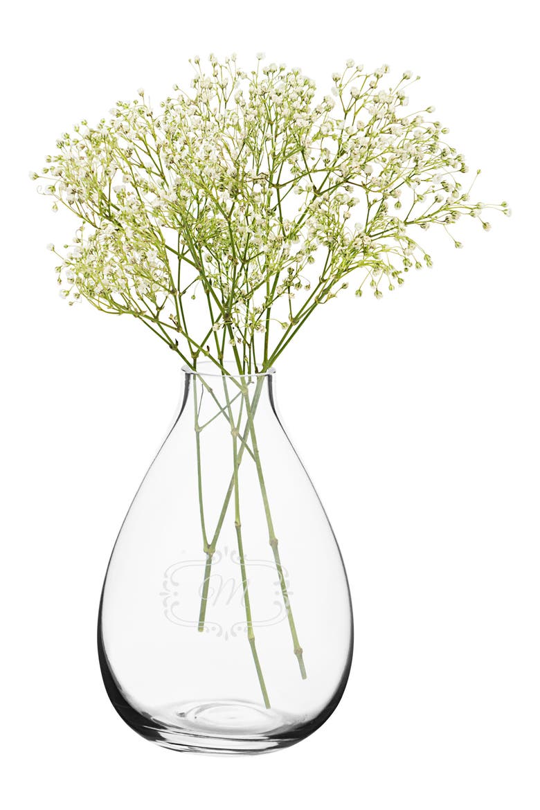 Monogram Glass Vase, Main, color, CLEAR - M