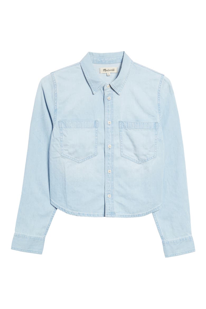Crop Straight Hem Denim Button-Up Shirt, Alternate, color, SOUTHRUSH WASH