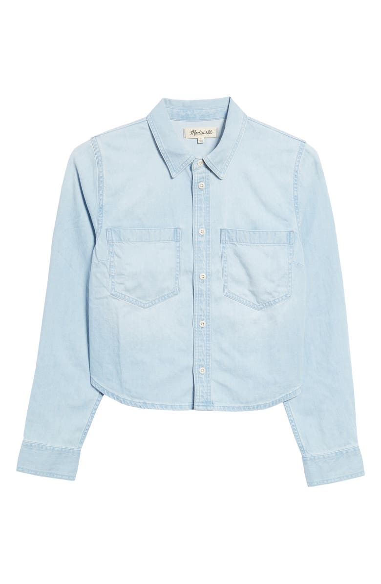 Madewell Crop Straight Hem Denim Button-Up Shirt, Alternate, color, 