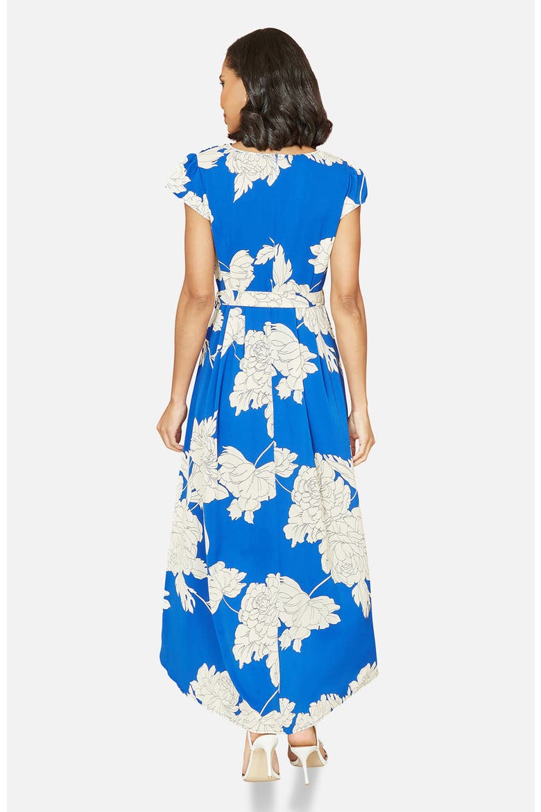 Blossom Print Dipped Hem Wrap Midi Dress, Alternate, color, Blue