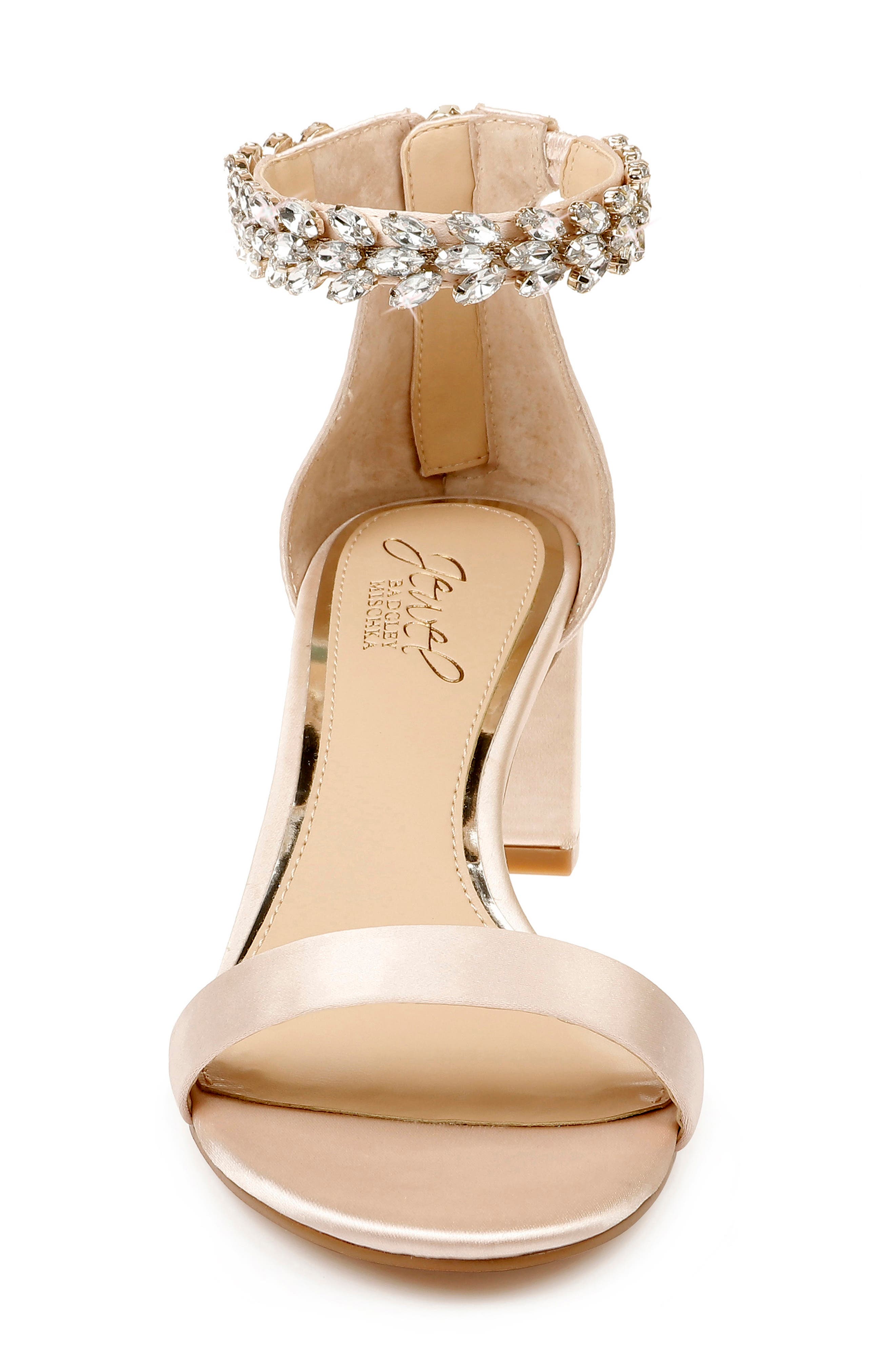 Jewel Badgley Mischka Bradley Ankle Strap Sandal, Alternate, color, Champagne Satin