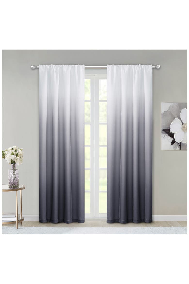Shades Set of 2 Ombré Blackout Panel Curtains, Main, color, BLACK