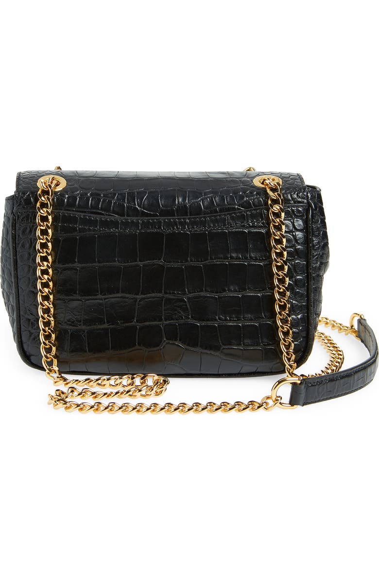 Moschino Logo Chain Croc Embossed Leather Crossbody Bag, Alternate, color,