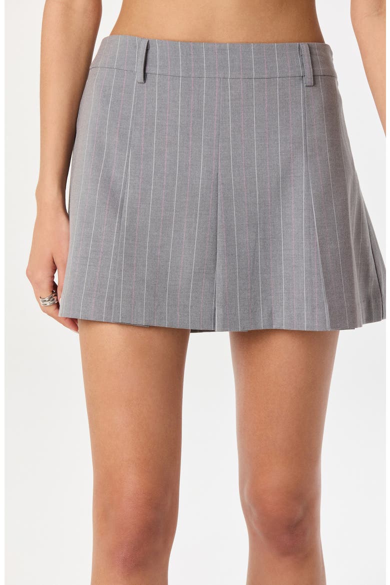 Pleated Stripe Miniskirt, Alternate, color, GREY STRIPE