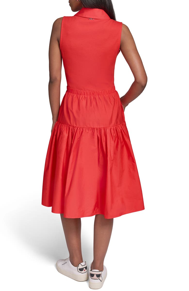 KARL LAGERFELD PARIS Mixed Media Midi Dress, Alternate, color, 