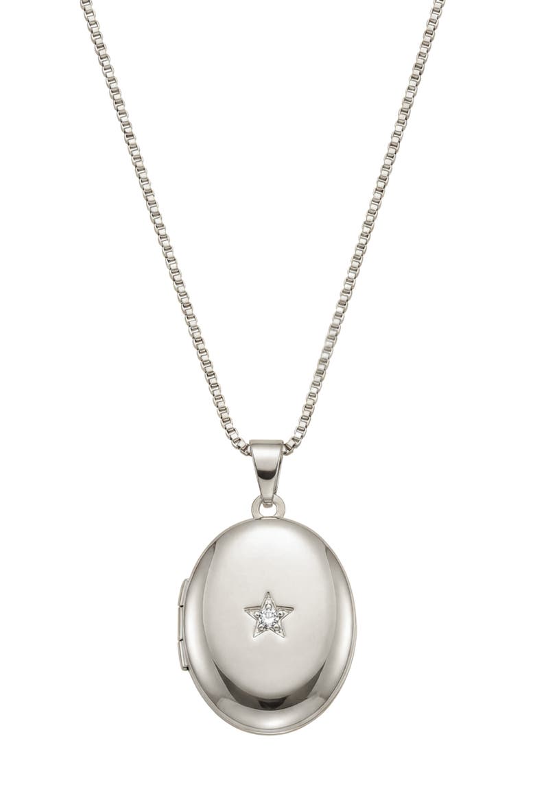 Oval Locket Pendant Necklace, Main, color, SILVER