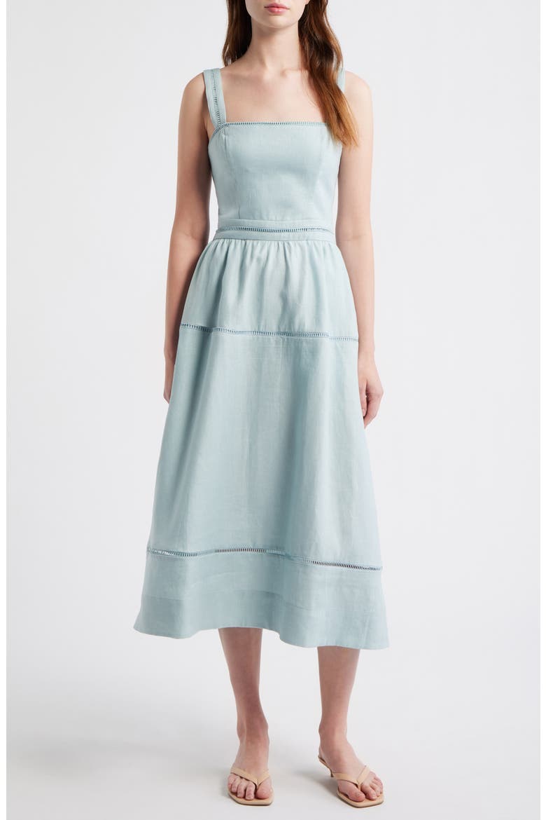 Everett Linen Midi Sundress, Main, color, AQUAMARINE