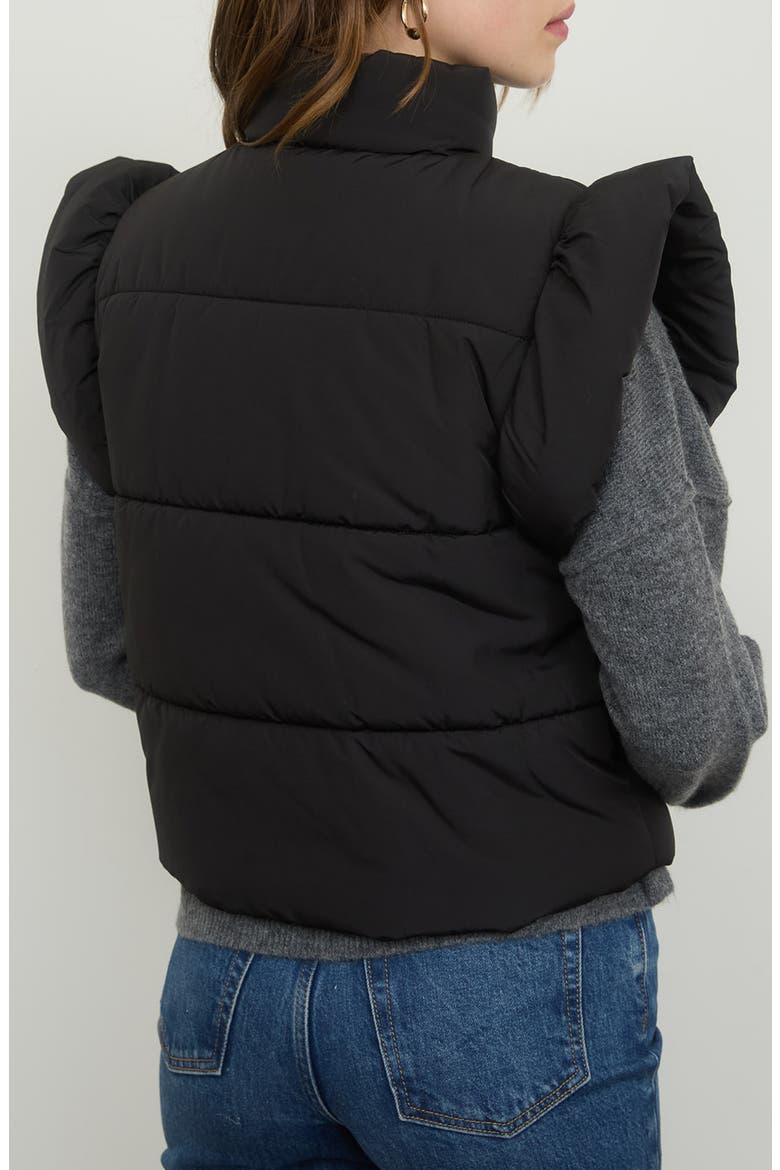 Bow Puffer Vest, Alternate, color, BLACK