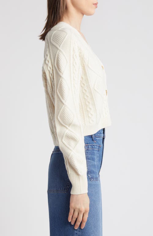 Madewell Cable Knit V-neck Crop Cardigan In Antique Cream