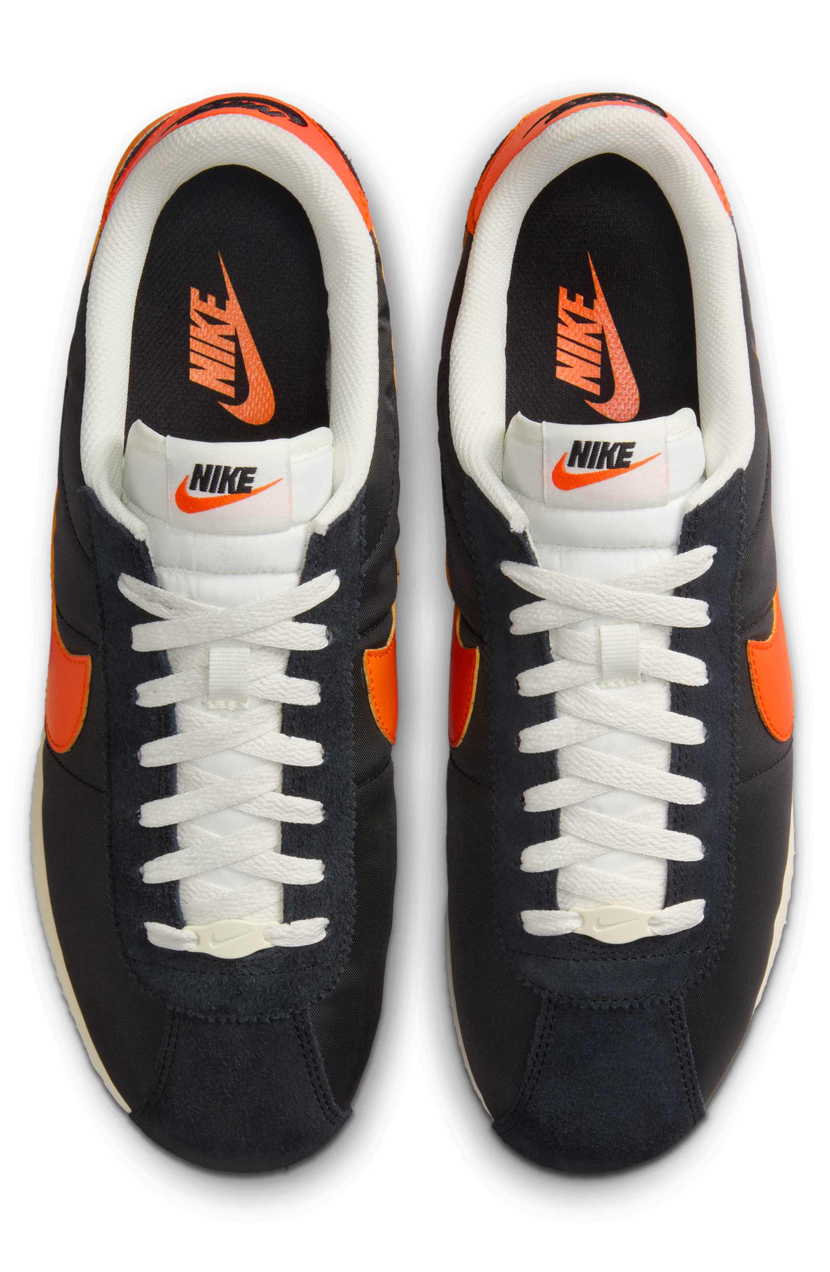 Cortez TXT Sneaker, Alternate, color, BLACK/ SAIL/ SAFETY ORANGE