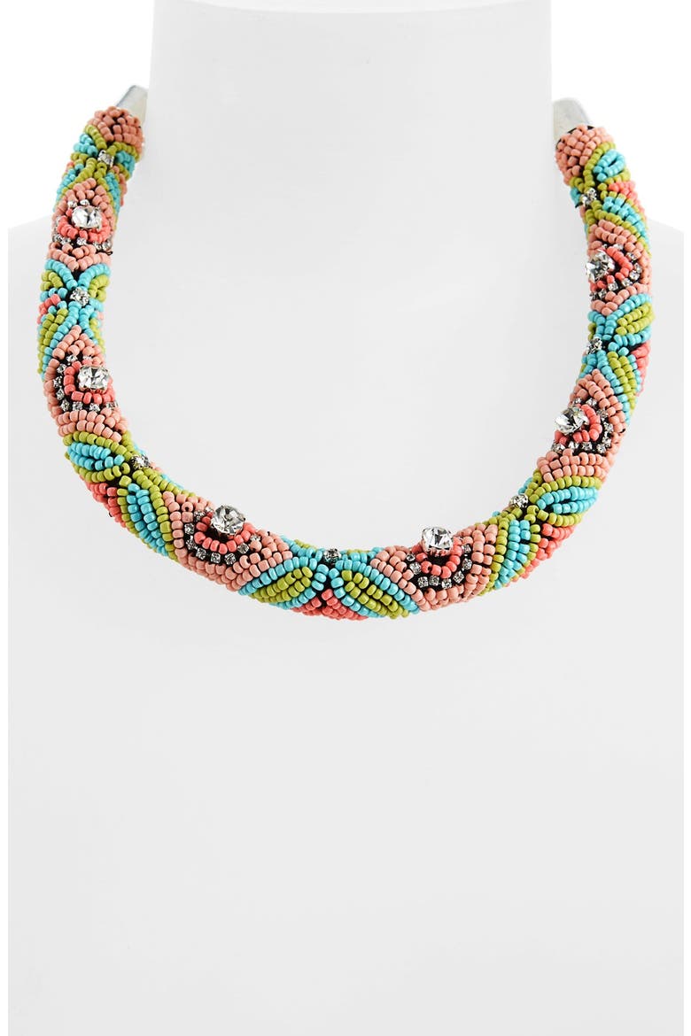 Beaded Collar Necklace, Alternate, color, PINK MULTI