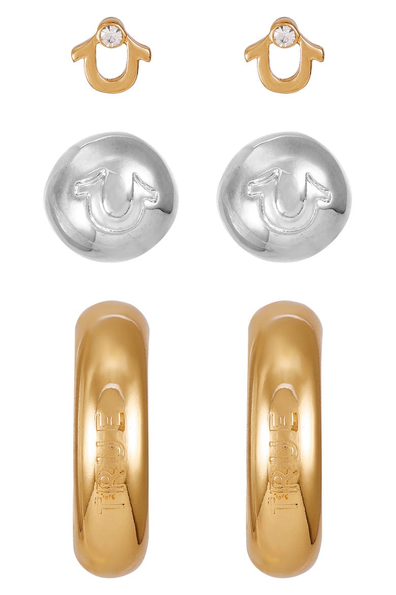 Two-Tone 3-Pack Assorted Earrings, Main, color, TWO TONE
