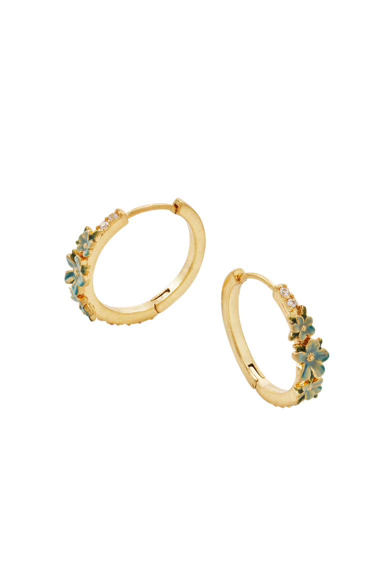 Floral Wreath Hoop Earrings, Alternate, color, Gold