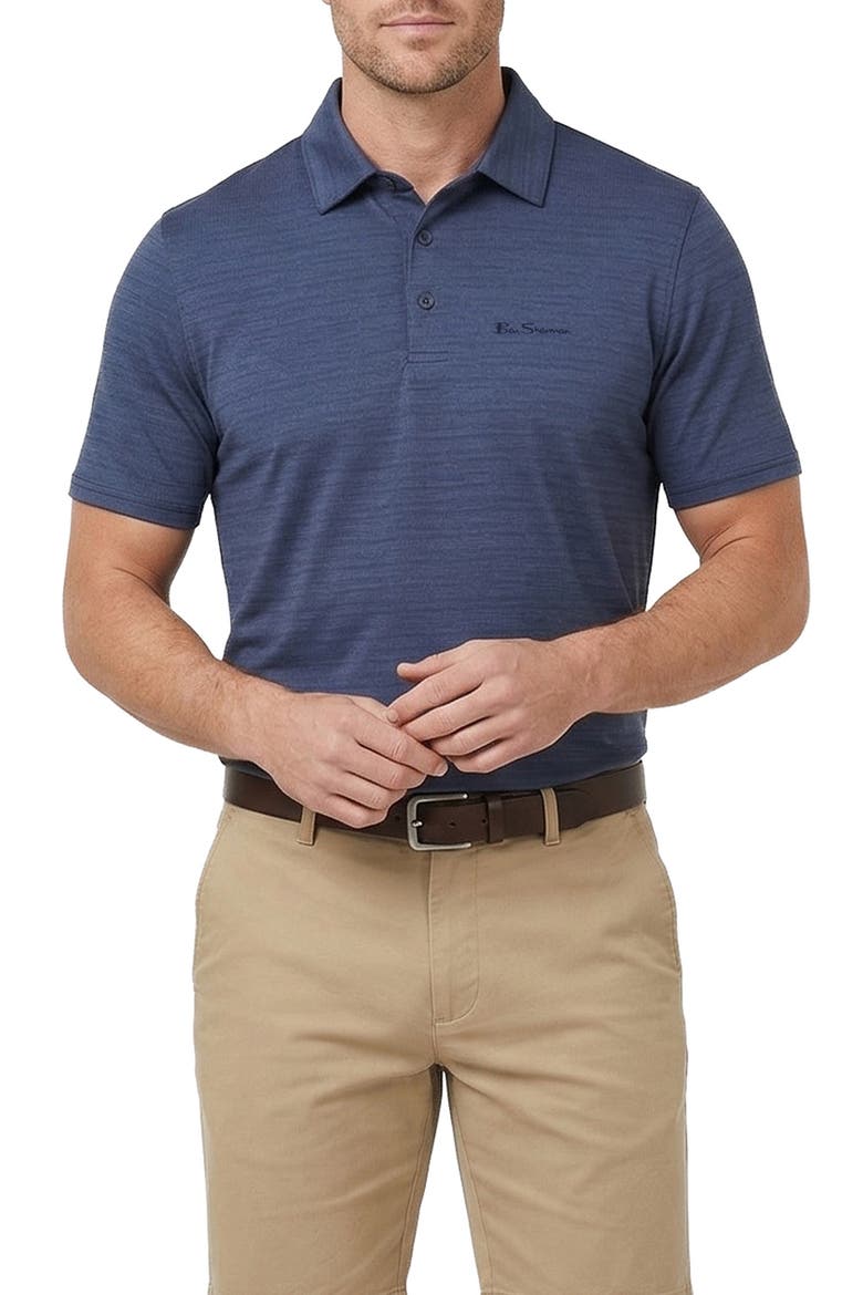 Texture Stripe Performance Polo, Main, color, NAVY