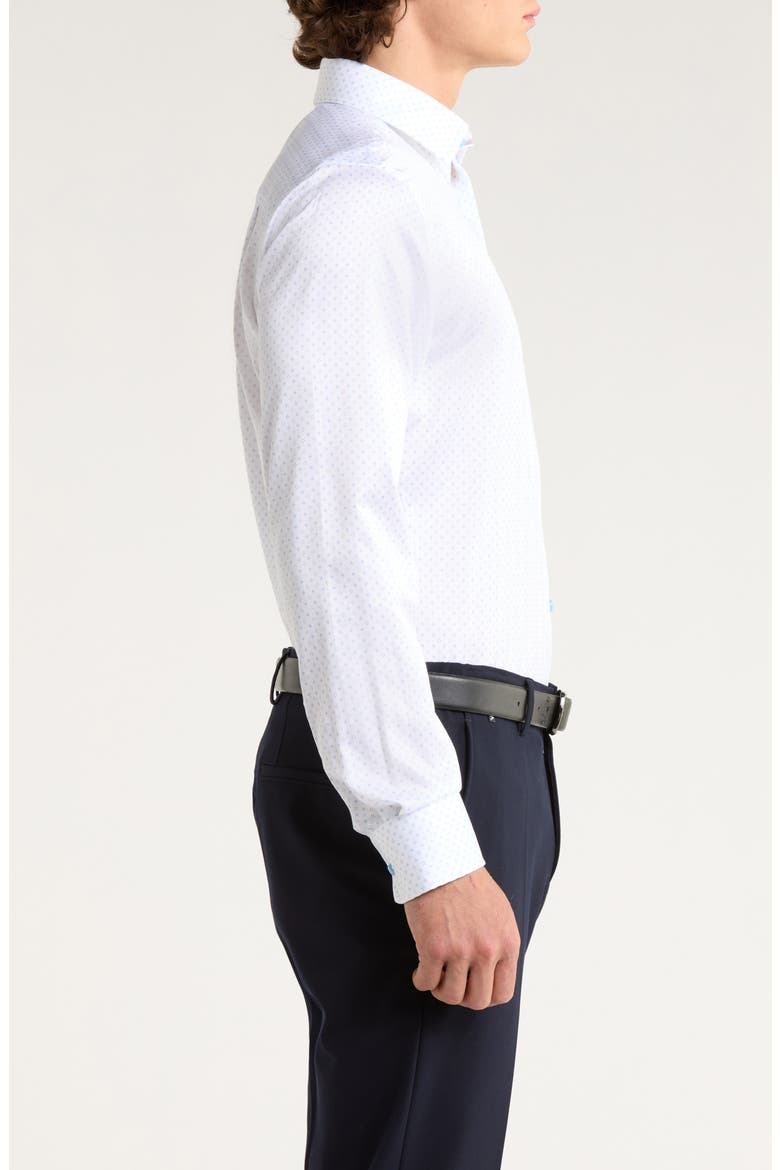 Trim Fit Microprint Dress Shirt, Alternate, color, WHITE/ BLUE