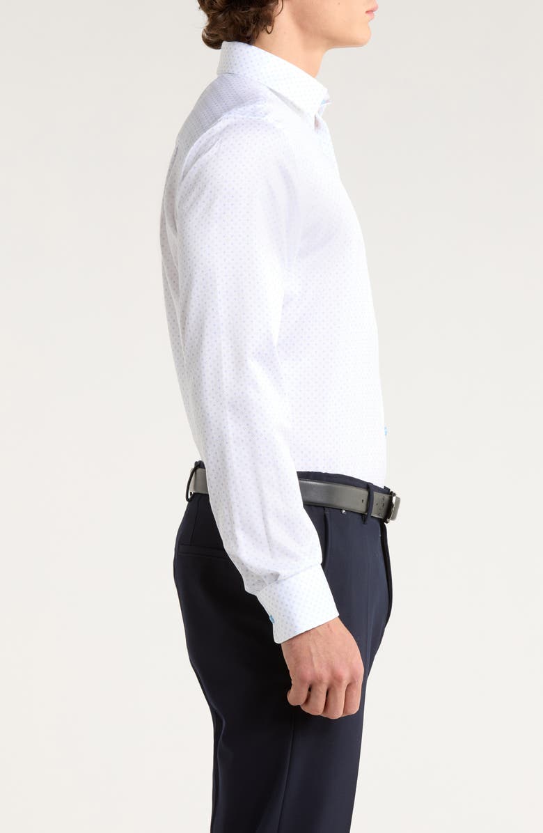 David Donahue Trim Fit Microprint Dress Shirt, Alternate, color, White/ Blue