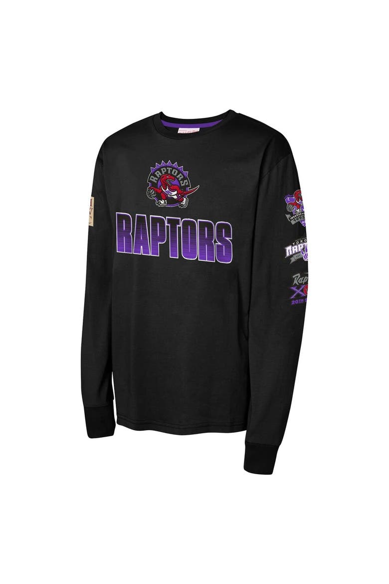 Youth Mitchell & Ness Black Toronto Raptors  Hardwood Classics All Over Long Sleeve T-Shirt, Alternate, color, Black