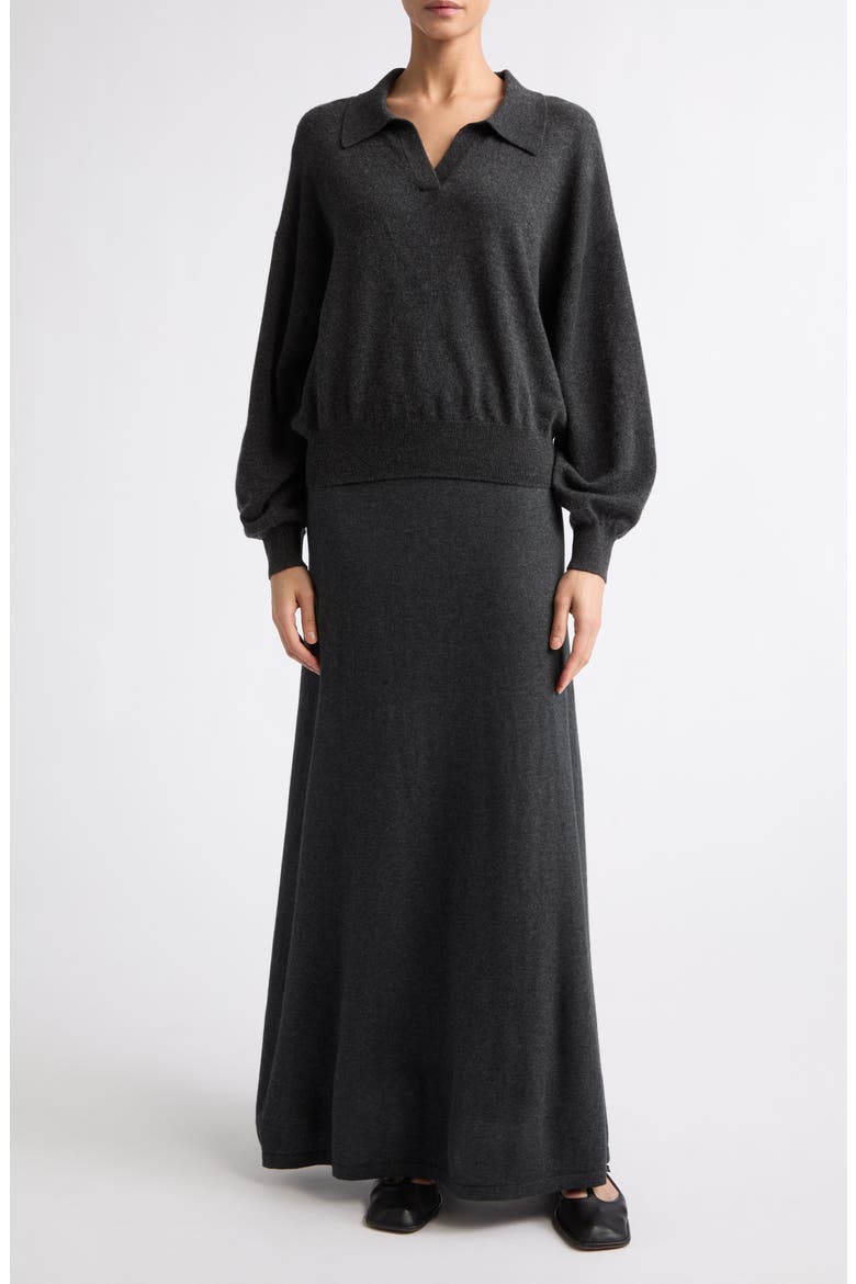 Katriel Cashmere Polo Sweater, Alternate, color, CHARCOAL