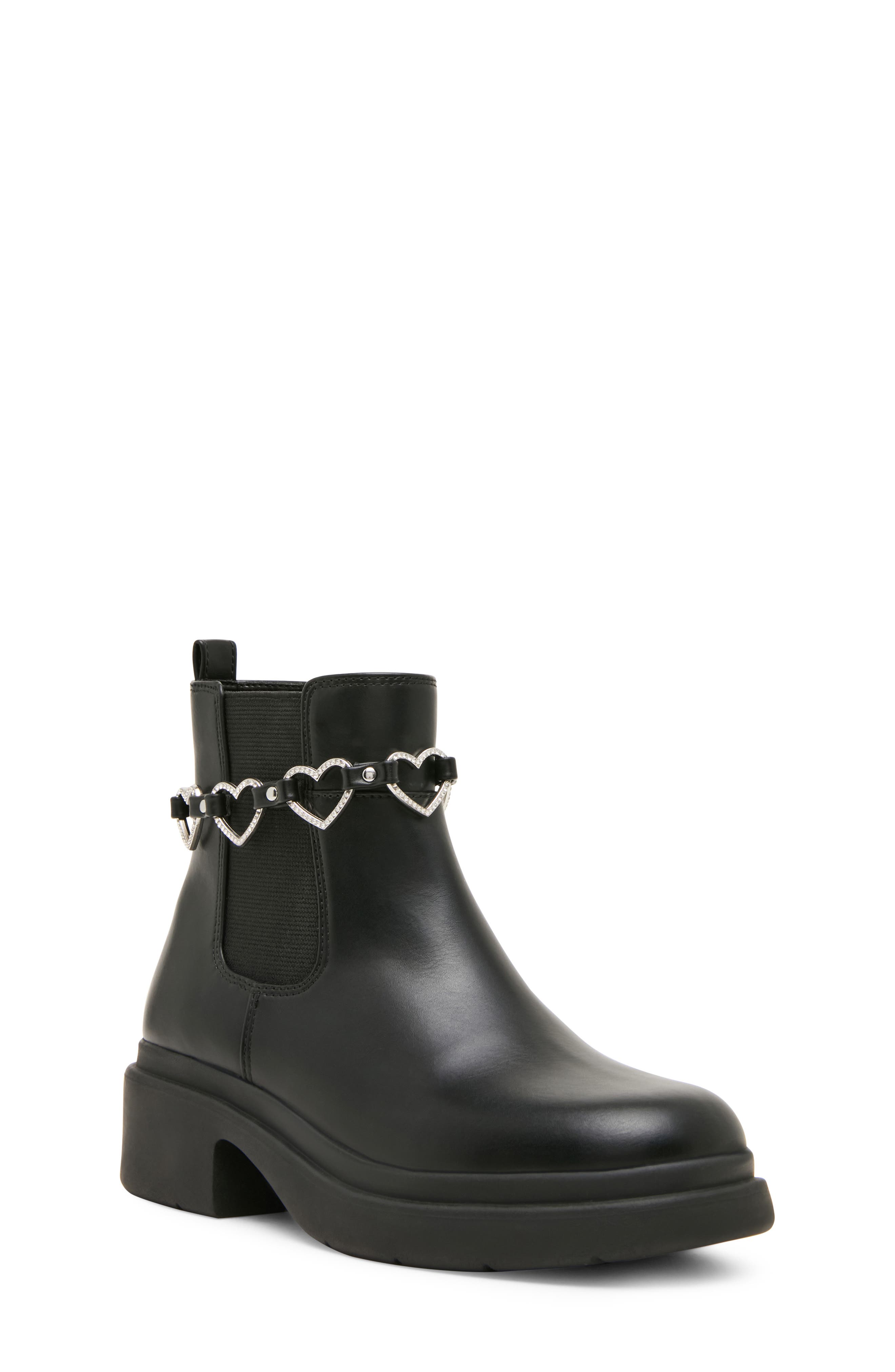Kids' Jwalden Heart Chain Chelsea Boot, Main, color, BLACK