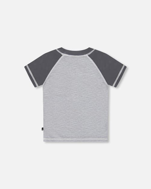 DEUX PAR DEUX DEUX PAR DEUX LITTLE BOY'S SHORT SLEEVE RASHGUARD DARK AND LIGHT GRAY