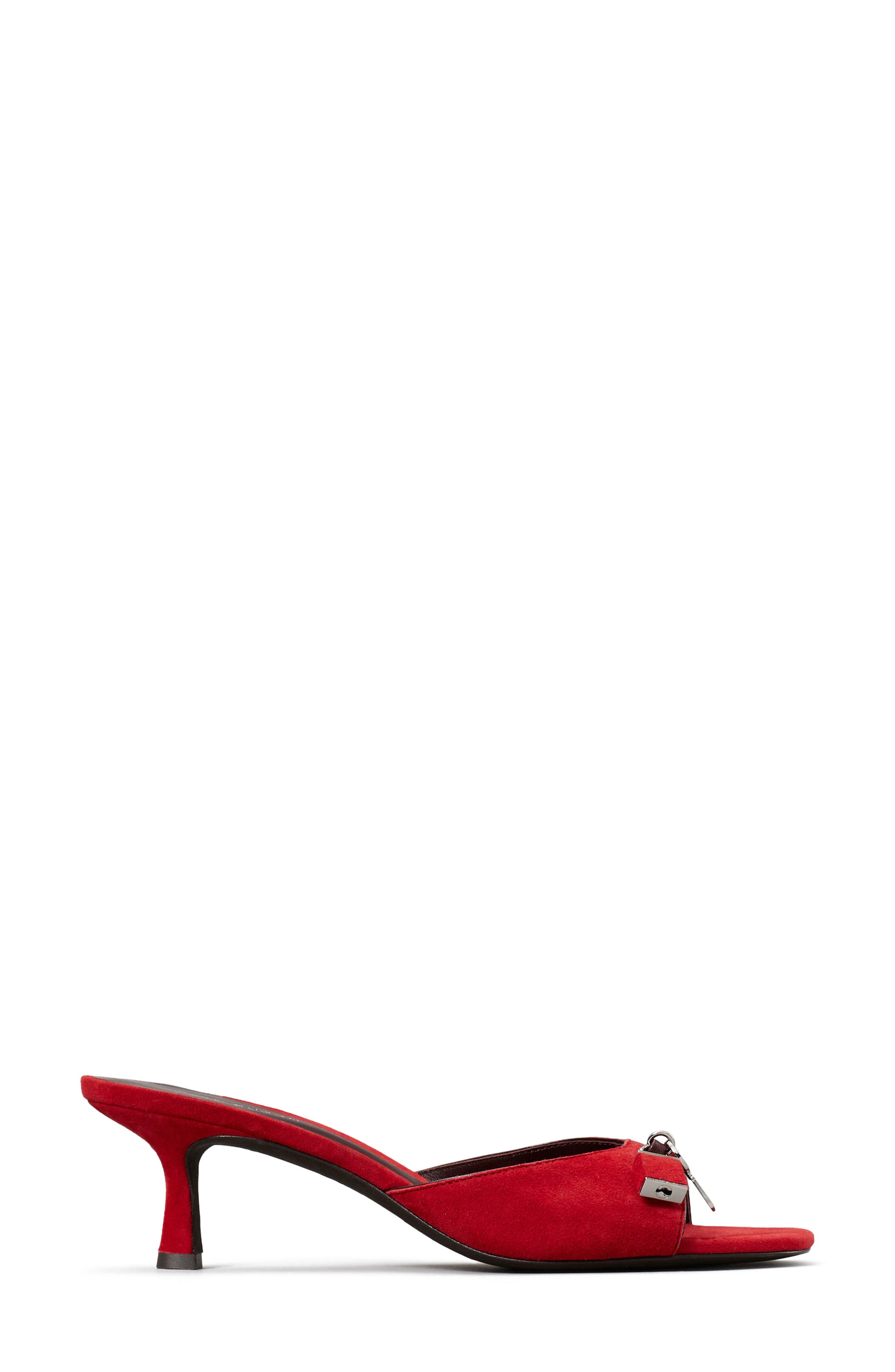 Lock Kitten Heel Sandal, Alternate, color, TOUCAN RED / SILVER