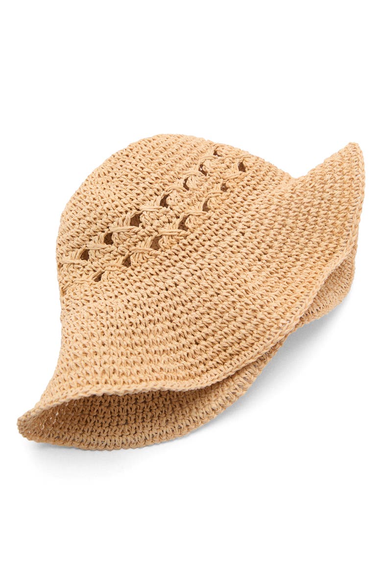 MANGO Openwork Straw Sun Hat, Alternate, color,
