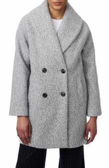 Bernardo Shawl Collar Double Breasted Faux Shearling Coat