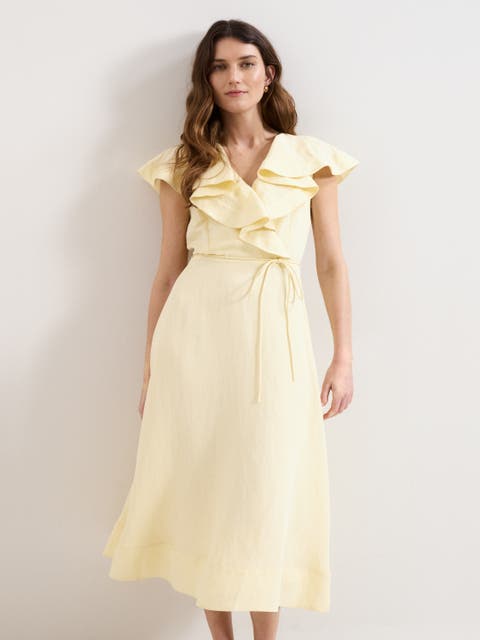 Matilda Ruffle Linen Midi Dress