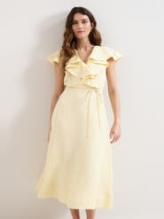 Phase Eight Matilda Ruffle Linen Midi Dress