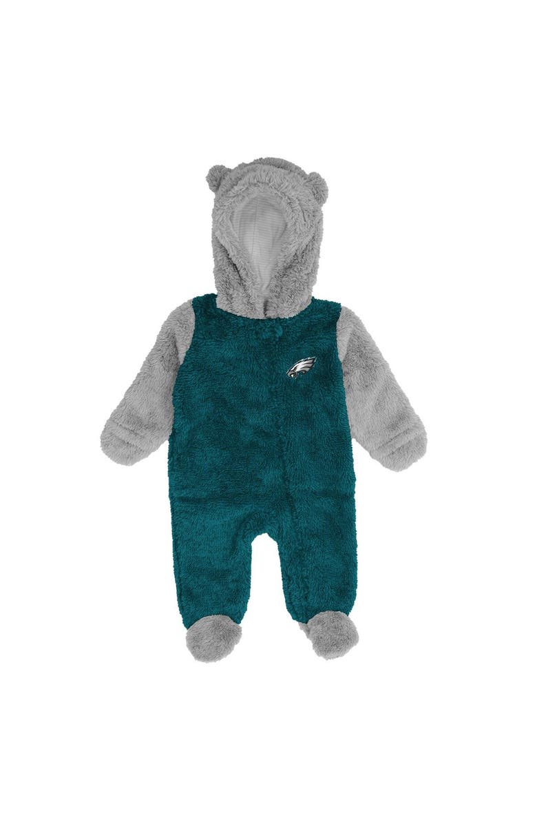 Outerstuff Newborn & Infant Midnight Green/Gray Philadelphia Eagles Game Nap Teddy Fleece Bunting Full-Zip Sleeper, Main, color, 