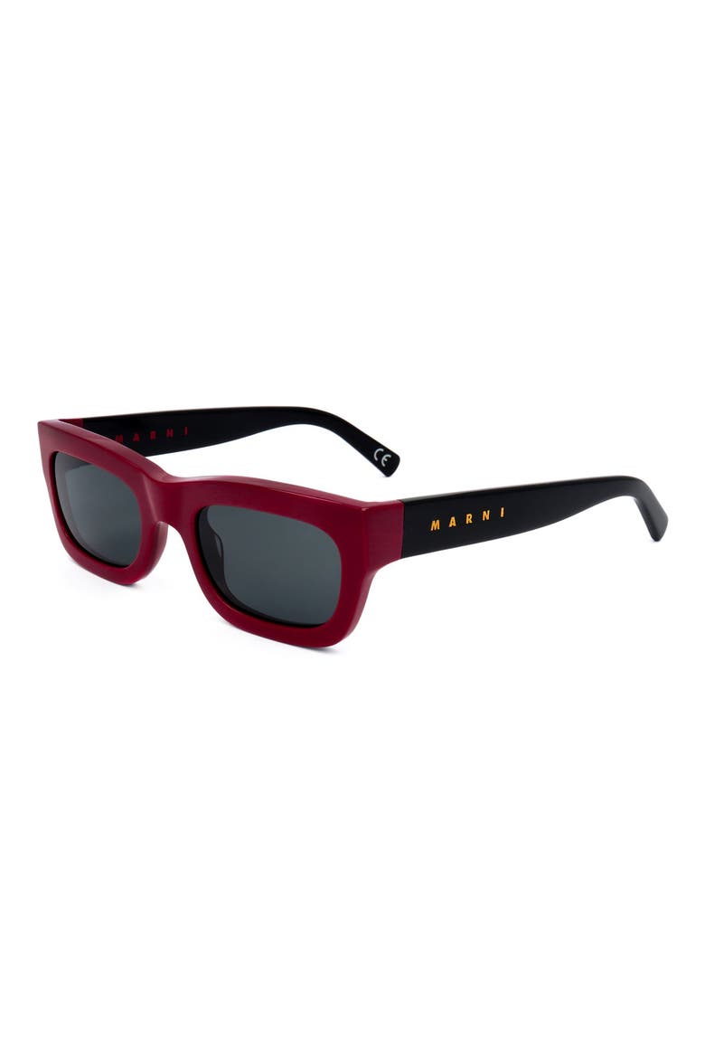 52mm Square Sunglasses, Alternate, color, RED / GREY