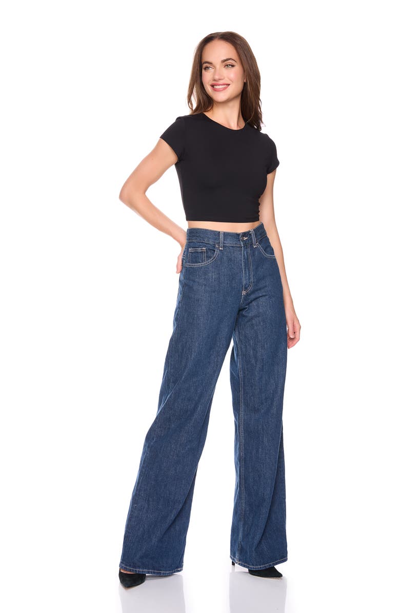 Susana Monaco Short Sleeve Crop Crew Tee, Alternate, color, Black