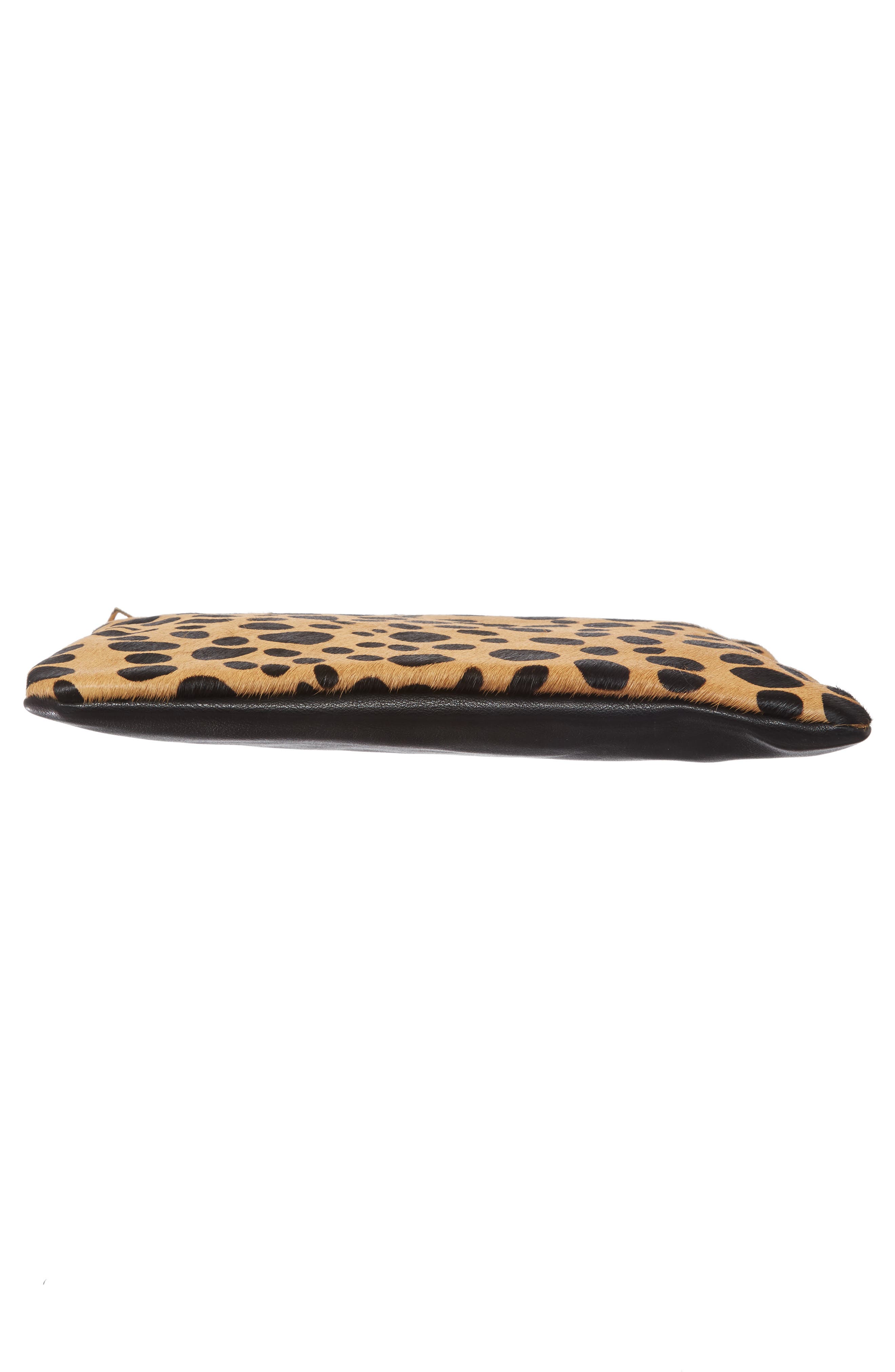Leopard Print Genuine Calf Hair Clutch, Alternate, color, NATURAL