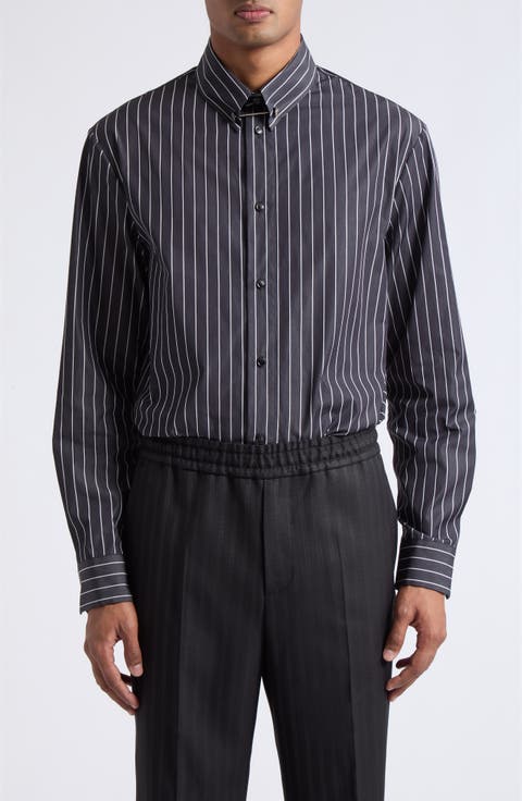 Pinstriped Long Sleeve Cotton Shirt
