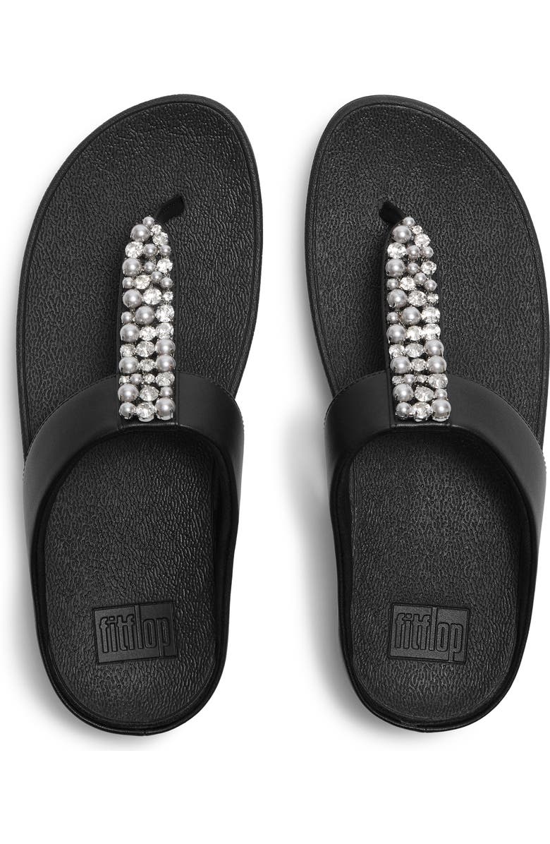FitFlop Fino Pearls and Crys Sandal, Alternate, color, Black