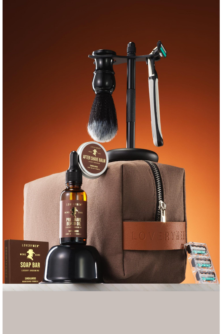 Ultimate Beard Shaving Kit wrapped in a Luxury Leather Bag, Alternate, color, None