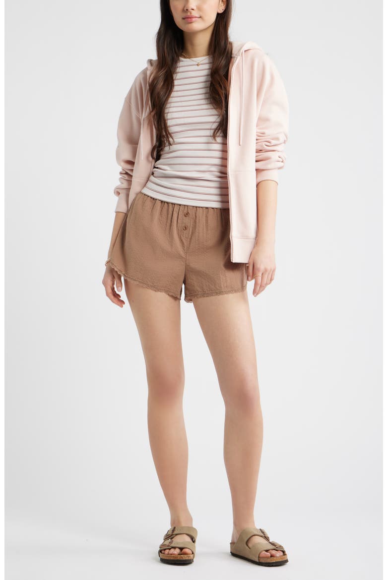 Cotton Seersucker Boxer Shorts, Alternate, color, BROWN FRESCO