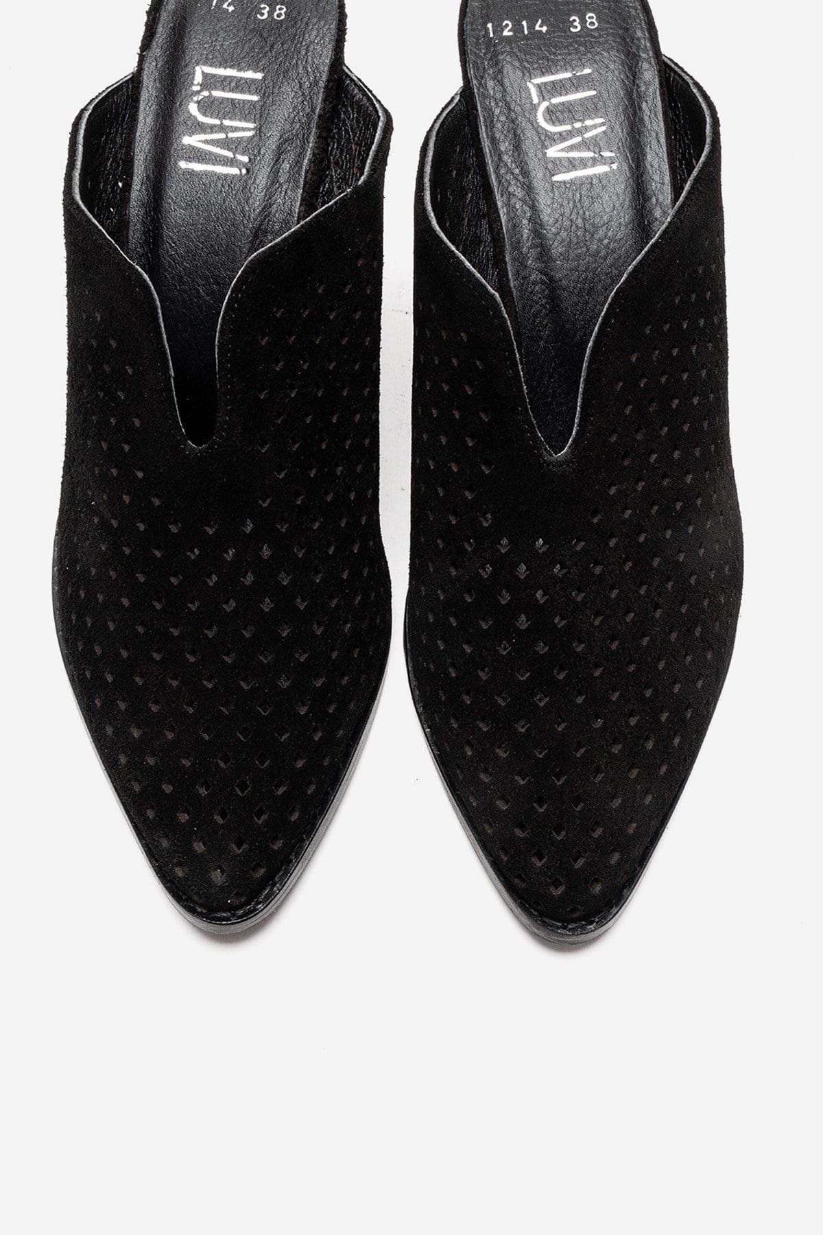 Toen Leather Block Heel Mule, Alternate, color, Black Suede