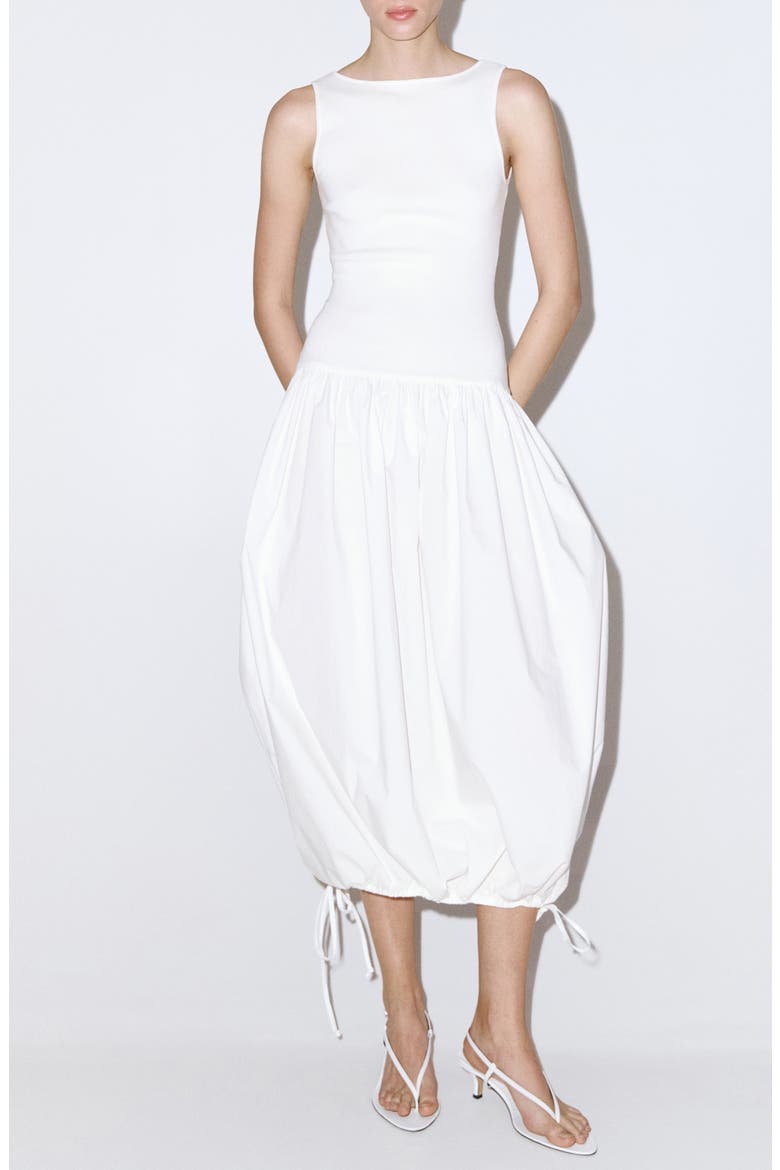 Flared Cotton Midi Dress, Main, color, WHITE